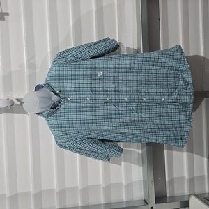 Chaps Short Sleeve Plaid Print Button Down‎ Blue and Green  Size XL